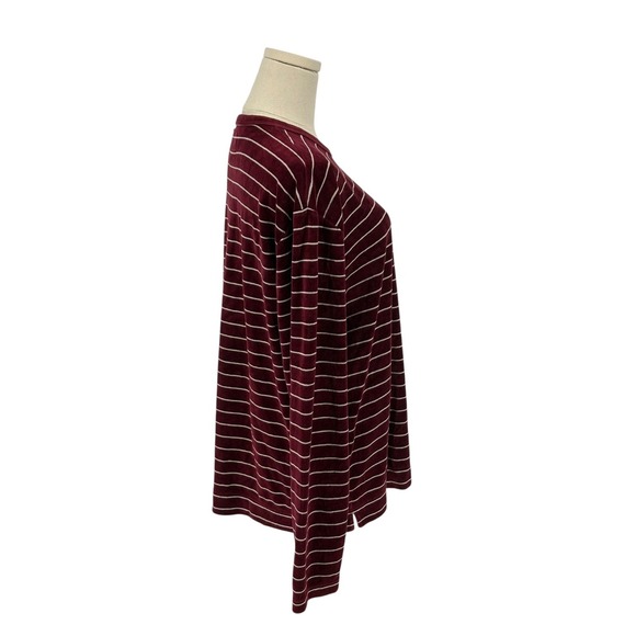 American Eagle Outfitters 100% Cotton Red Velour Crew Neck Top w/White Strps (L) - Picture 3 of 4